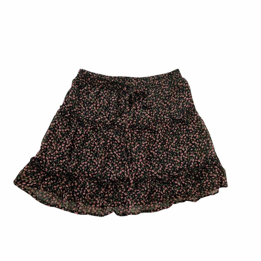 Floral Black Skirt